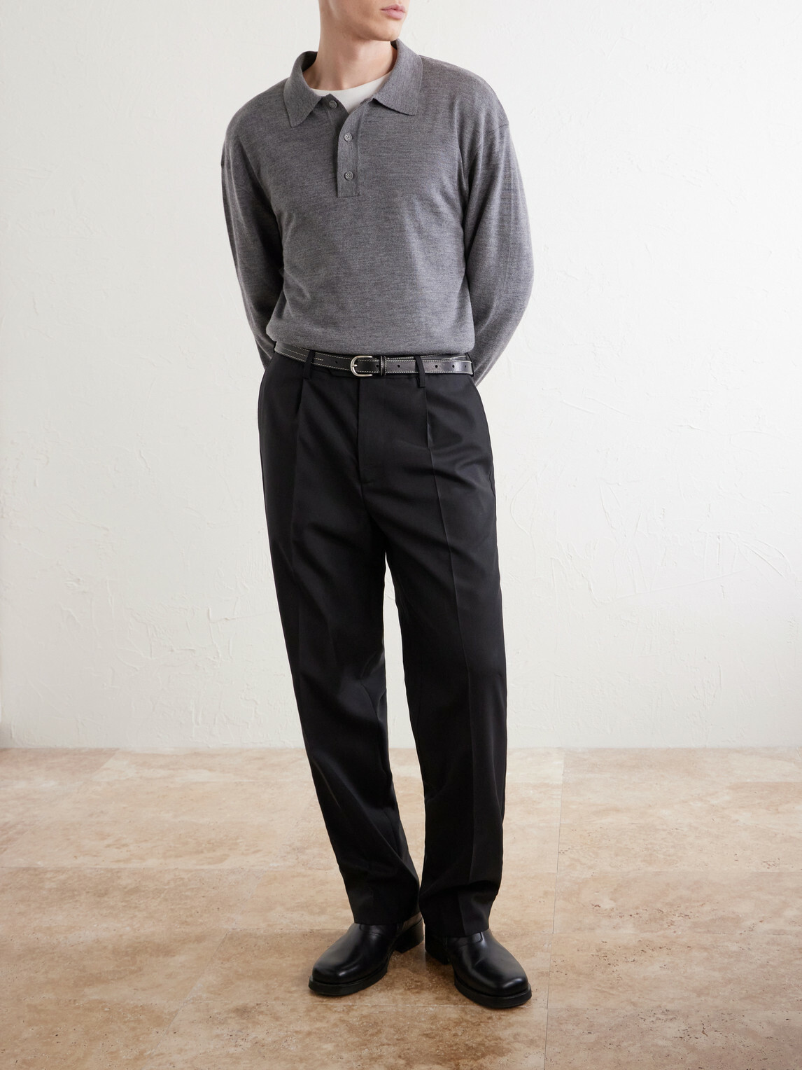 Officine Générale - Bay Merino Wool Polo Shirt - Gray