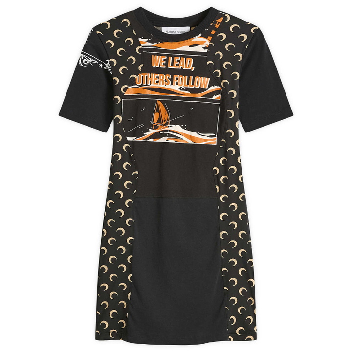 Photo: Marine Serre Women's Mini Dress in Black/Inverse Tan