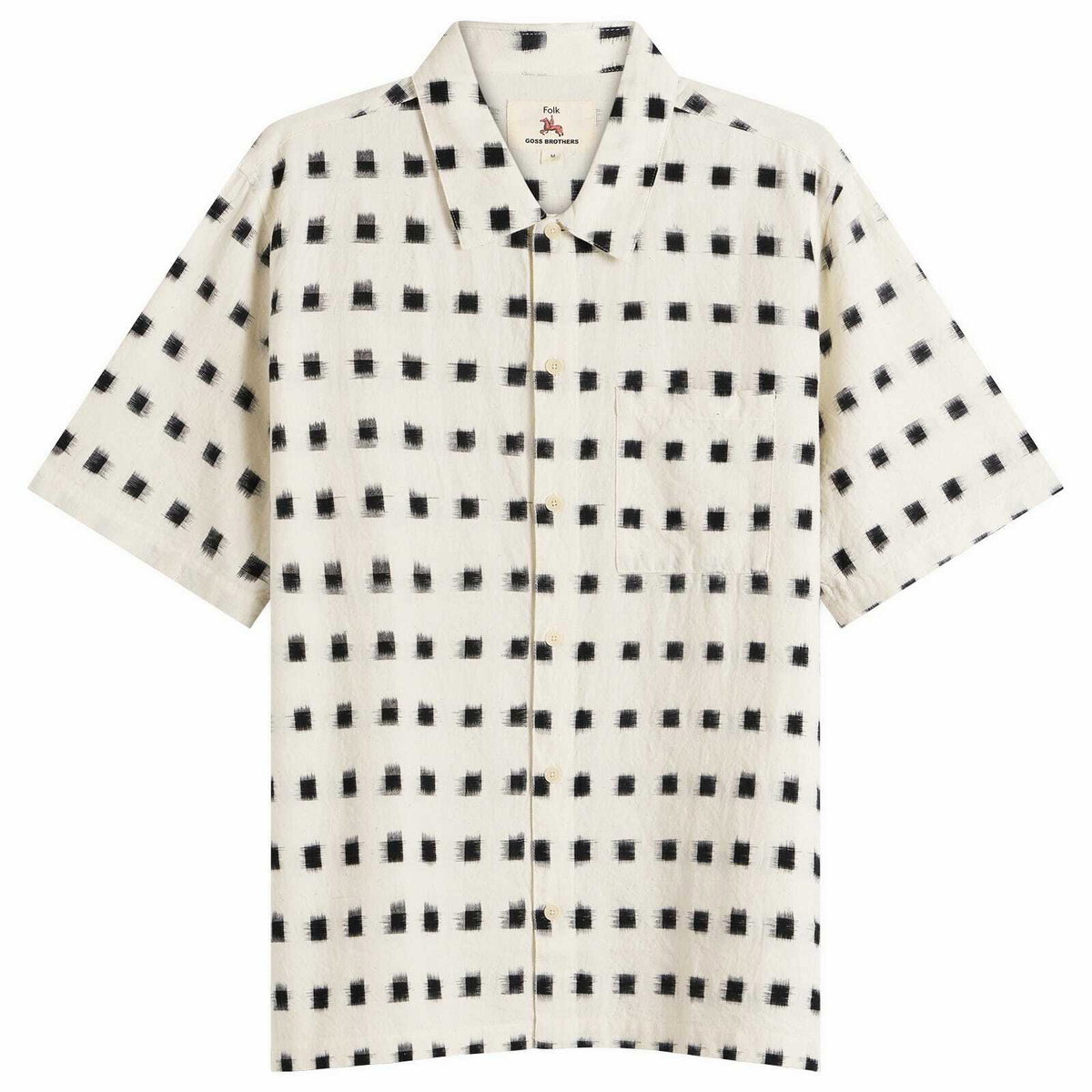 Folk Men's Gabe Short Sleeve Shirt in Black Window Ikat