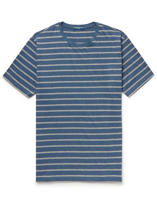 Photo: Peter Millar - Striped Stretch-Cotton Jersey T-Shirt - Blue