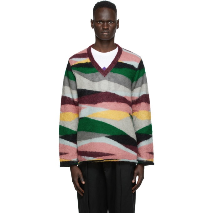 Undercover Multicolor Landscape V-Neck Sweater Undercover