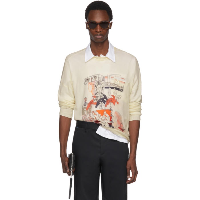 Photo: Prada Off-White Cashmere Graphic Sweater