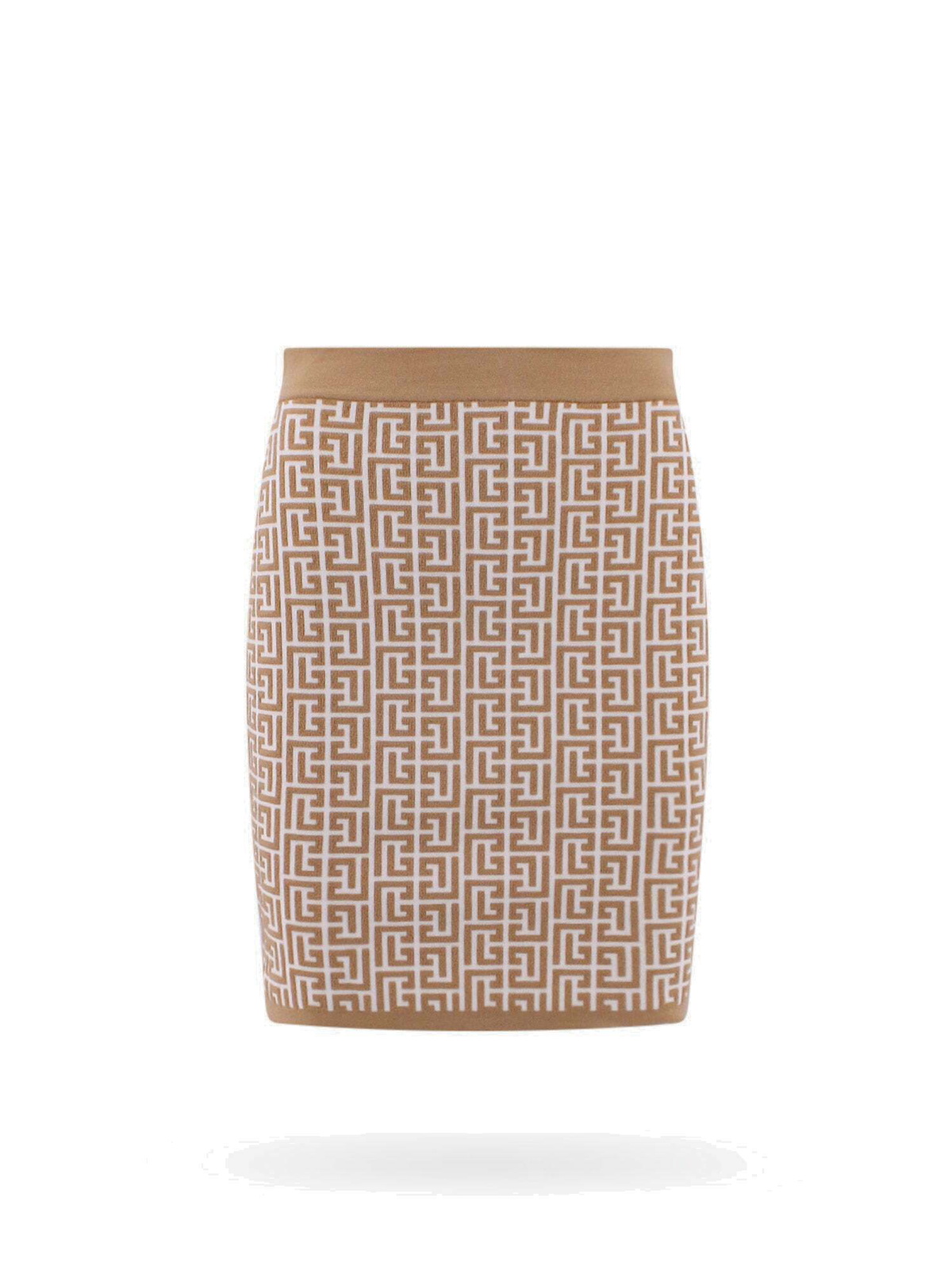 Balmain Girls Logo Waistband Tulle Skirt in Beige