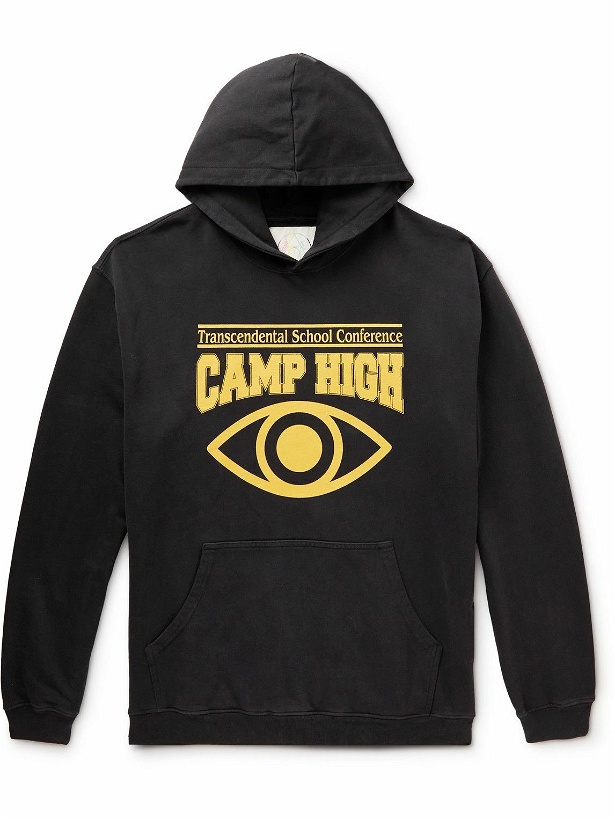 Photo: Camp High - Printed Cotton-Jersey Hoodie - Black