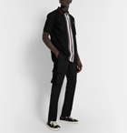 Burberry - Slim-Fit Logo-Print Striped Cotton-Piqué Polo Shirt - Black