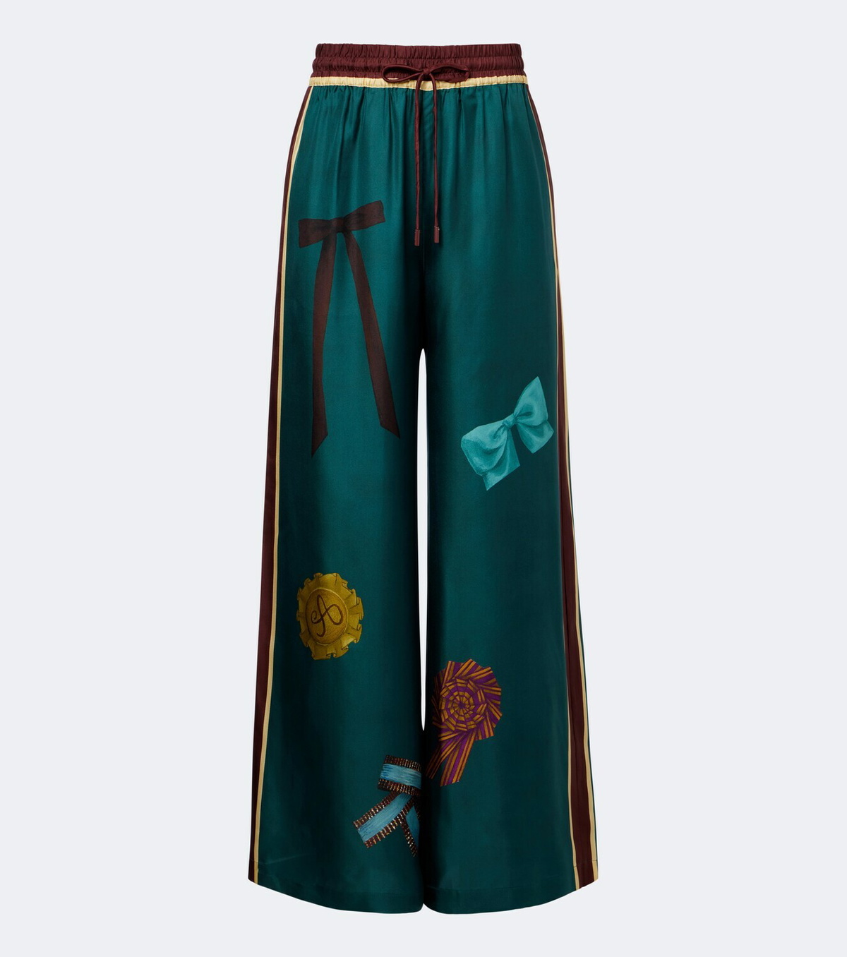 Alémais Rosette printed silk twill palazzo pants