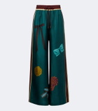Alémais Rosette printed silk twill palazzo pants