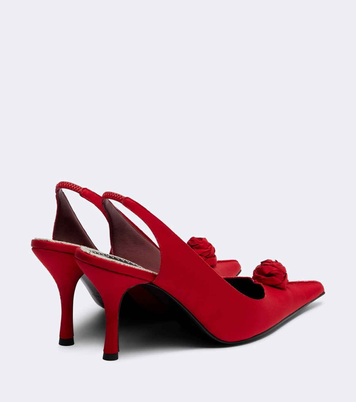 Magda Butrym Floral-appliqué satin slingback pumps