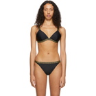 Versace Underwear Black Greek Key Triangle Bikini Top