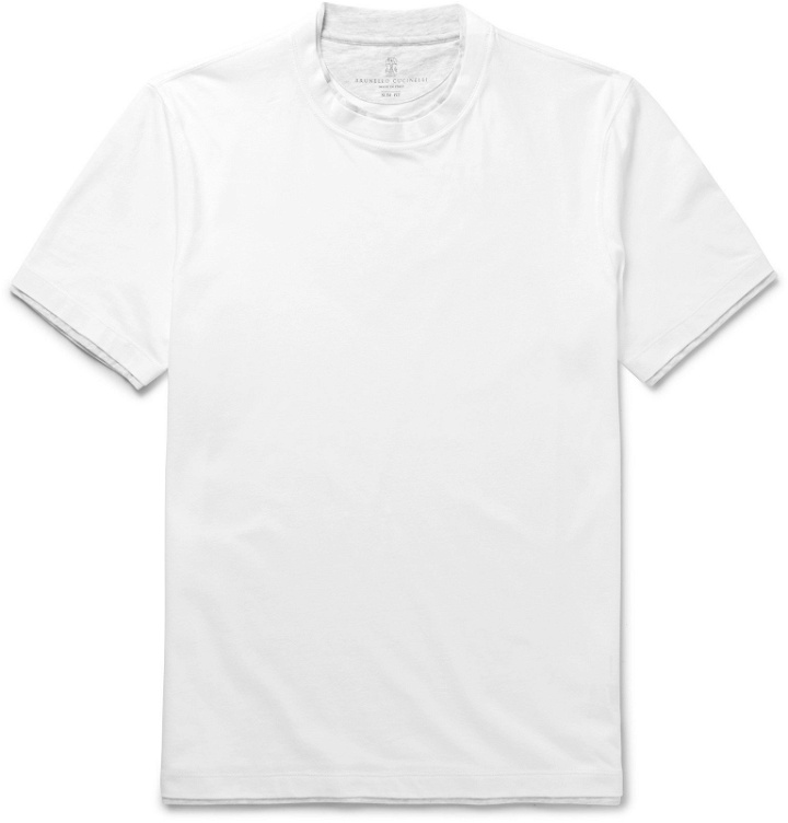 Photo: Brunello Cucinelli - Layered Cotton-Jersey T-Shirt - White