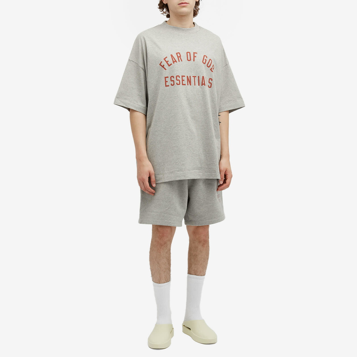 【Fear of God】 Essentials Jersey Crewneck Tee Dark Heather Fear of God ESSENTIALS Jersey Crewneck Tee in Dark Heather