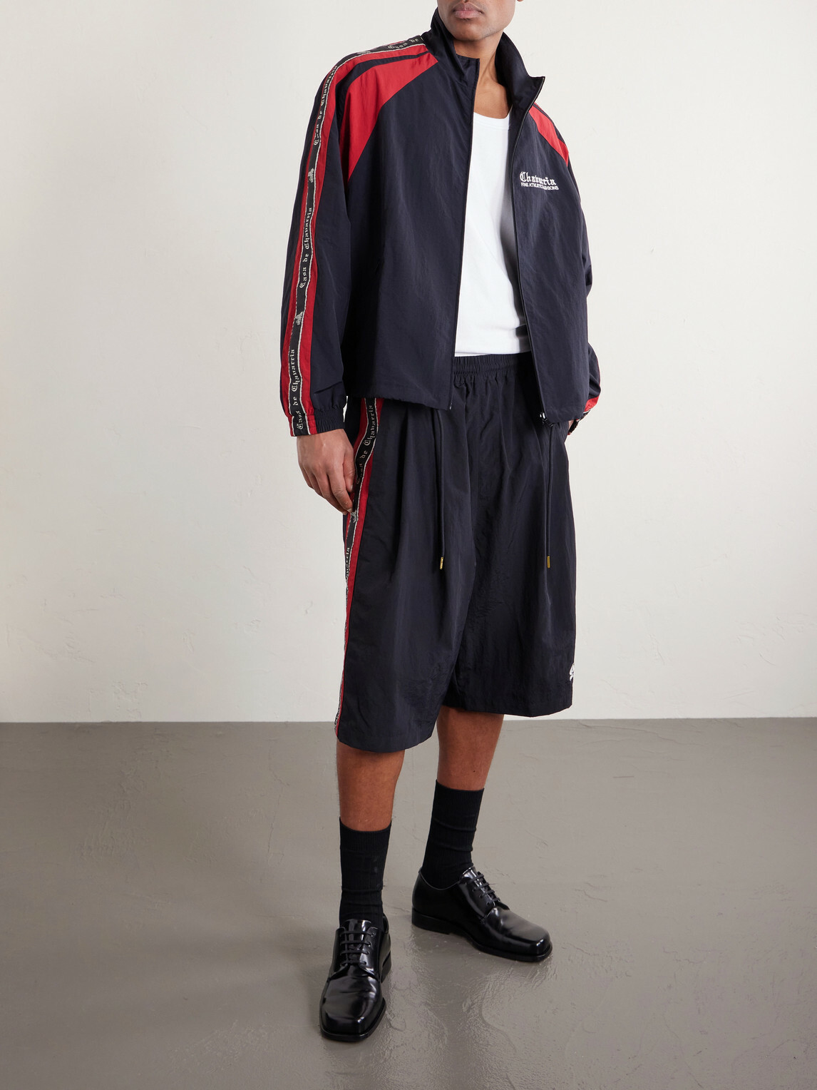 Willy Chavarria - Orale Track Wid-Leg Shorts - Black