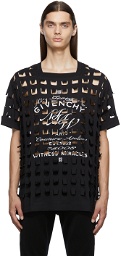 Givenchy Black Oversized Perforated Jersey Crest T-Shirt