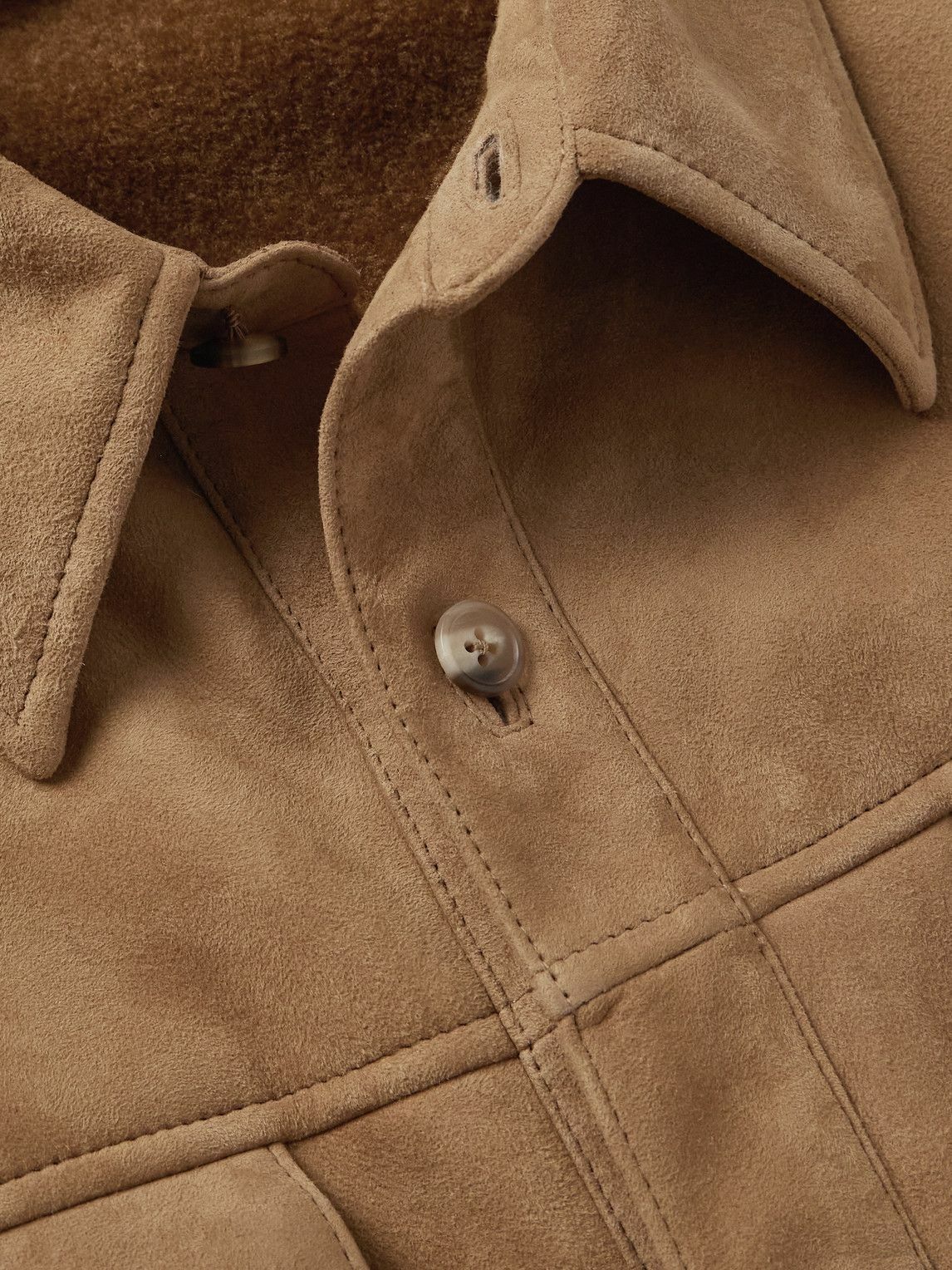 The Row - Bento Panelled Shearling Shirt Jacket - Neutrals