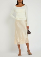 Reformation Julian Ruched Stretch-knit top Ivory