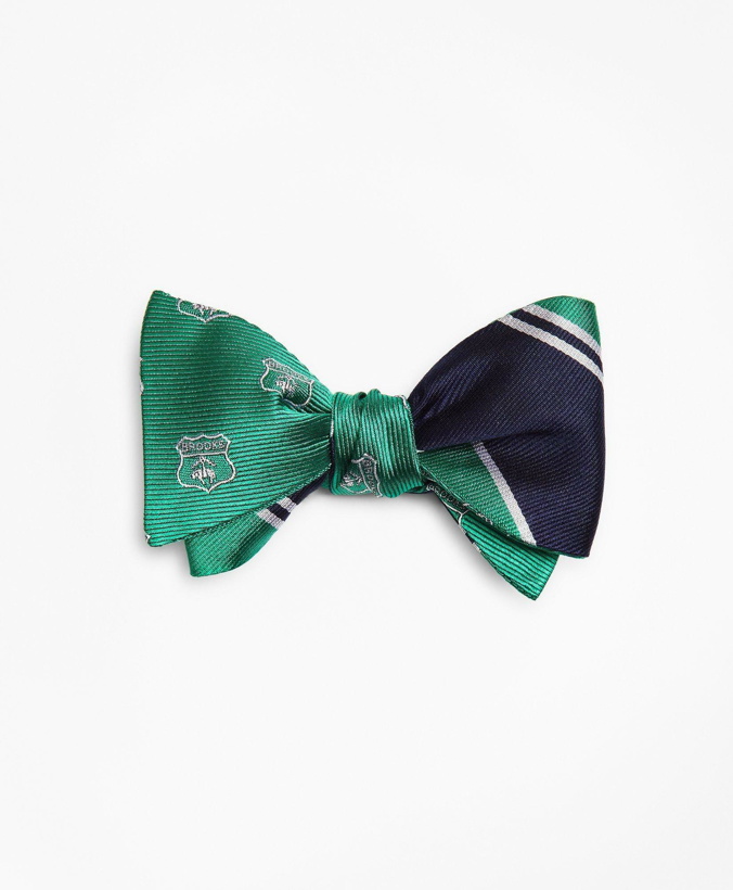 Photo: Brooks Brothers Men's Crest with Stripe Reversible Bow Tie | Green