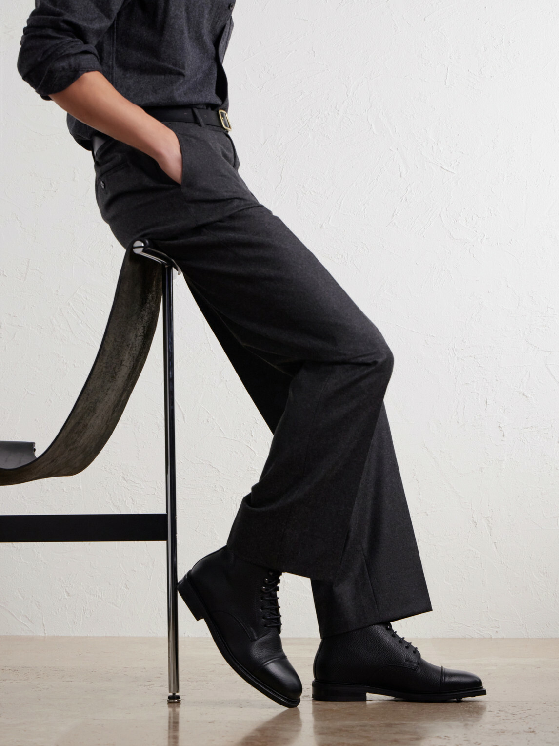 MORJAS - Jumper Leather Lace-Up Boots - Black