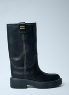 Miu Miu Leather Logo Motif Boots