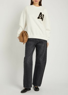 Anine Bing Miles Logo-appliquéd Cotton Sweatshirt White