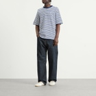 AMI Paris Men's Short Sleeve Boxy Fit Mariniere T-Shirt in Encre/Blanc