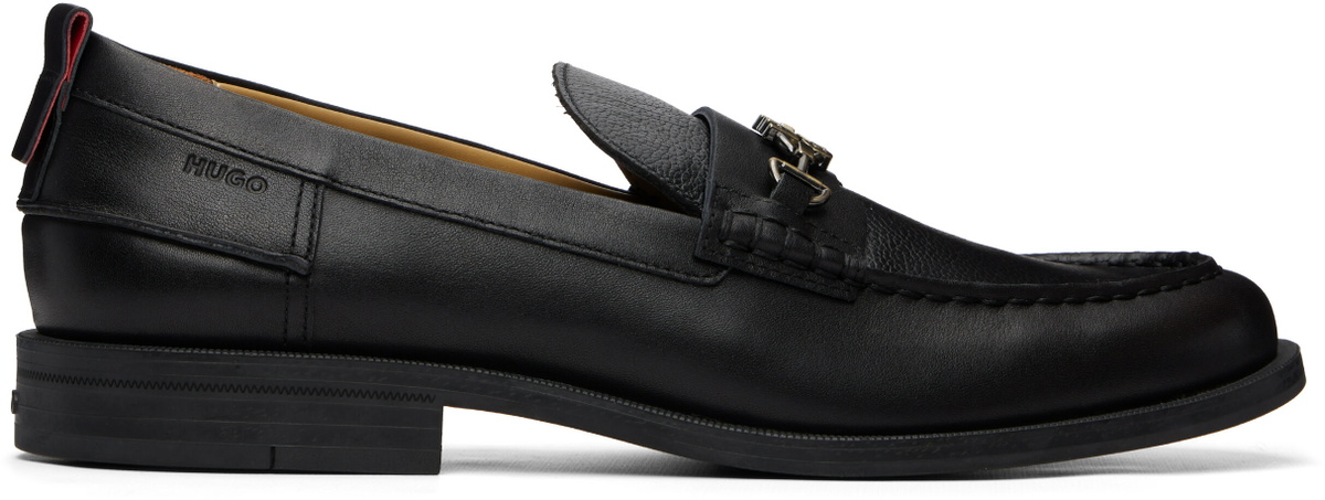 Hugo Black Stacked-Logo Bit Loafers