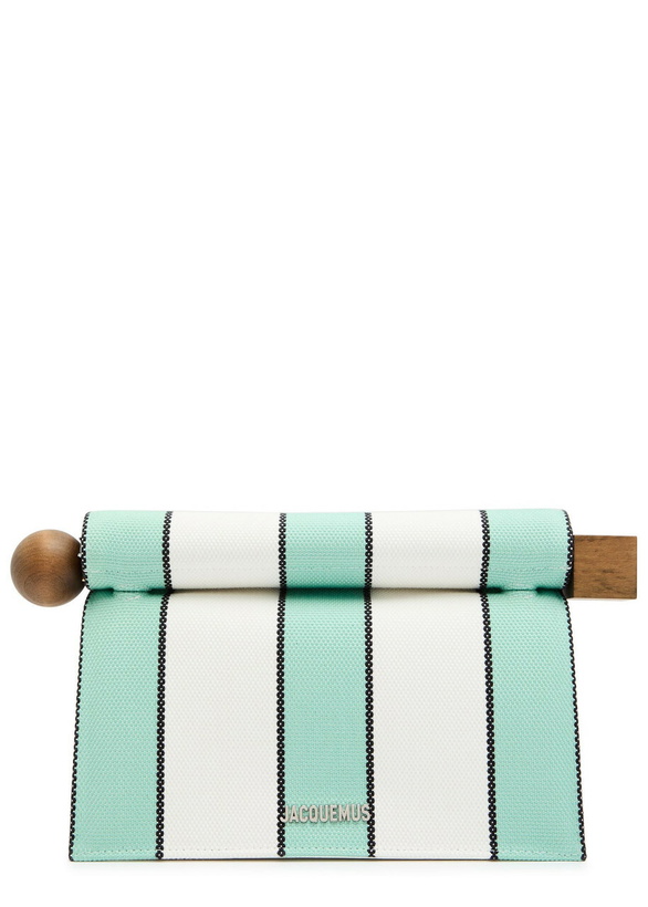 Photo: Jacquemus La Pochette Rond Carre Striped Canvas Clutch - White - One Size