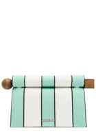 Jacquemus La Pochette Rond Carre Striped Canvas Clutch - White - One Size
