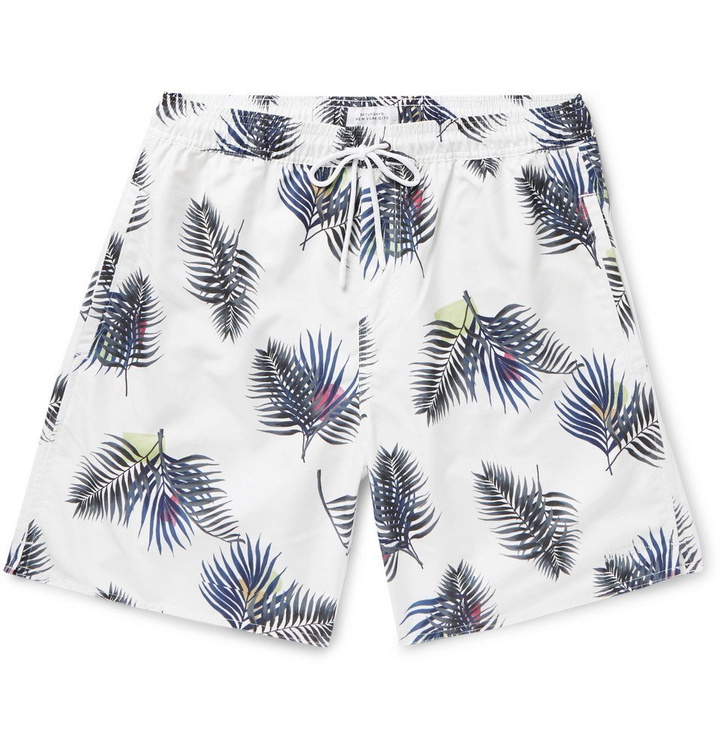 Photo: Saturdays NYC - Wide-Leg Long-Length Printed Swim Shorts - White