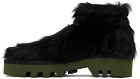Dries Van Noten Black & Green Calf-Hair Boots