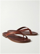 Manolo Blahnik - Siracusa Leather Flip Flops - Brown