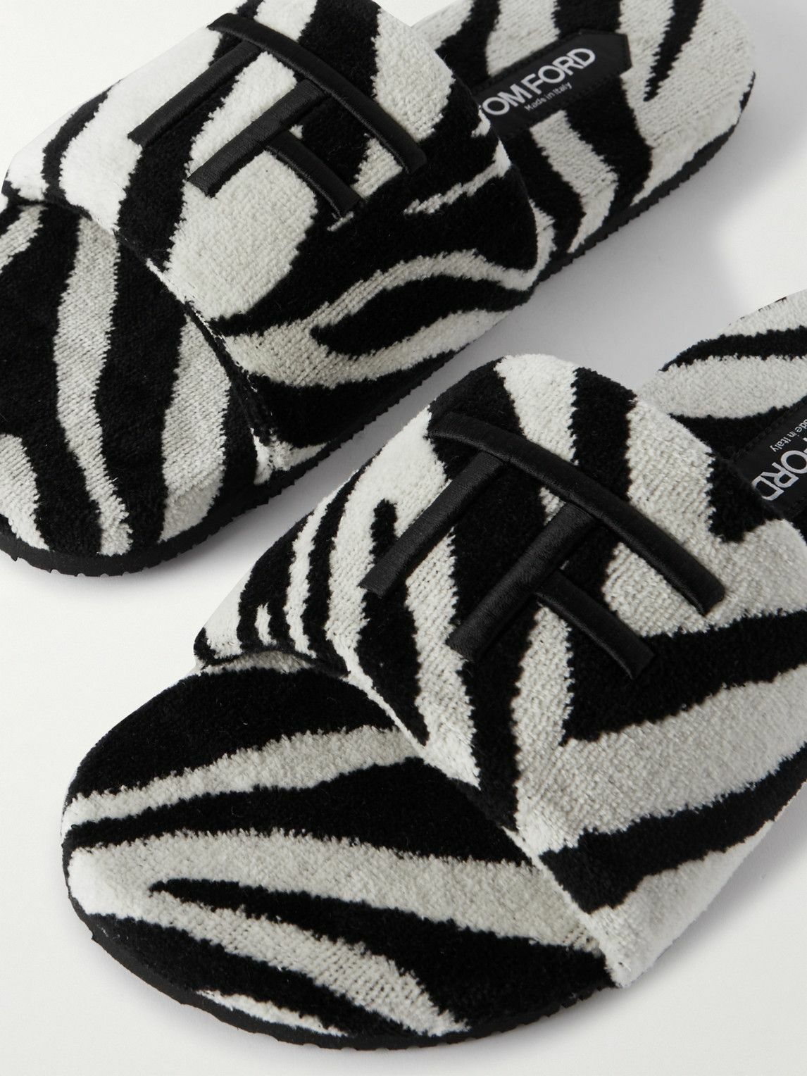 TOM FORD - Harrison Logo-Embroidered Zebra-Print Terry  display picture 2