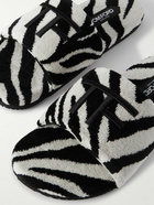 TOM FORD - Harrison Logo-Embroidered Zebra-Print Terry Sandals - White