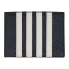 Thom Browne Navy 4-Bar Stripe Note Compartment Card Holder