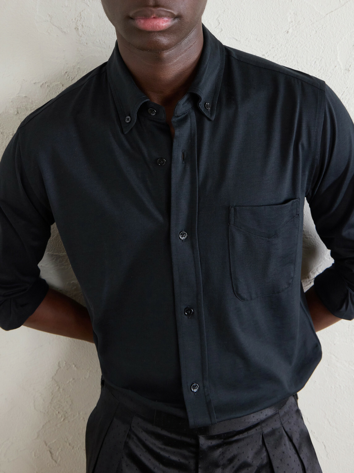 TOM FORD - Silk and Cotton-Blend Shirt - Black