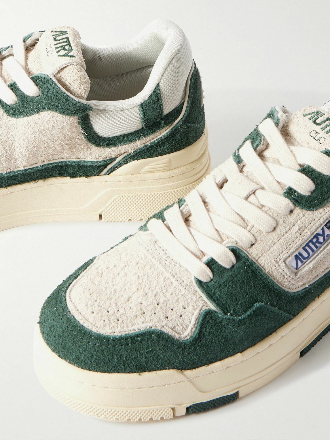 Autry - CLC Mesh-Trimmed Brushed-Suede Sneakers - Green Autry Autry - CLC Mesh-Trimmed Brushed-Suede Sneakers - Green Autry