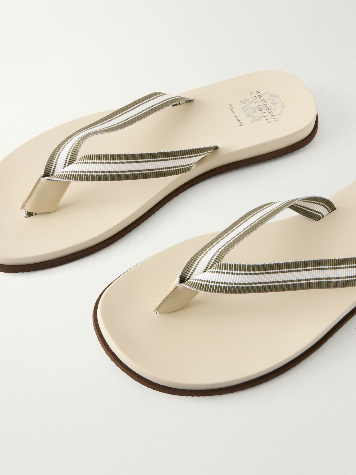 Brunello Cucinelli - Striped Canvas Flip Flops - Green