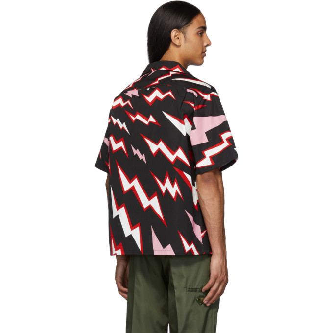 Prada Black and Red Thunder Print Shirt Prada