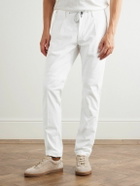 Eleventy - Straight-Leg Pleated Cotton-Blend Twill Trousers - White