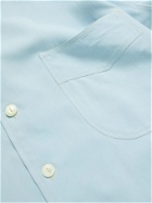 L.E.J - Camp-Collar Silk-Canvas Shirt - Blue