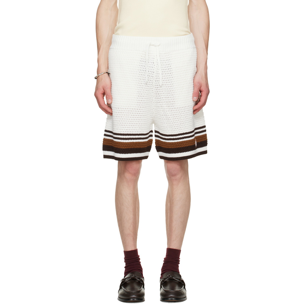 Casablanca Off-White Tennis Stripe Crochet Shorts