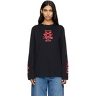 Simone Rocha Black 'Coming Up Roses' Print Long Sleeve T-shirt