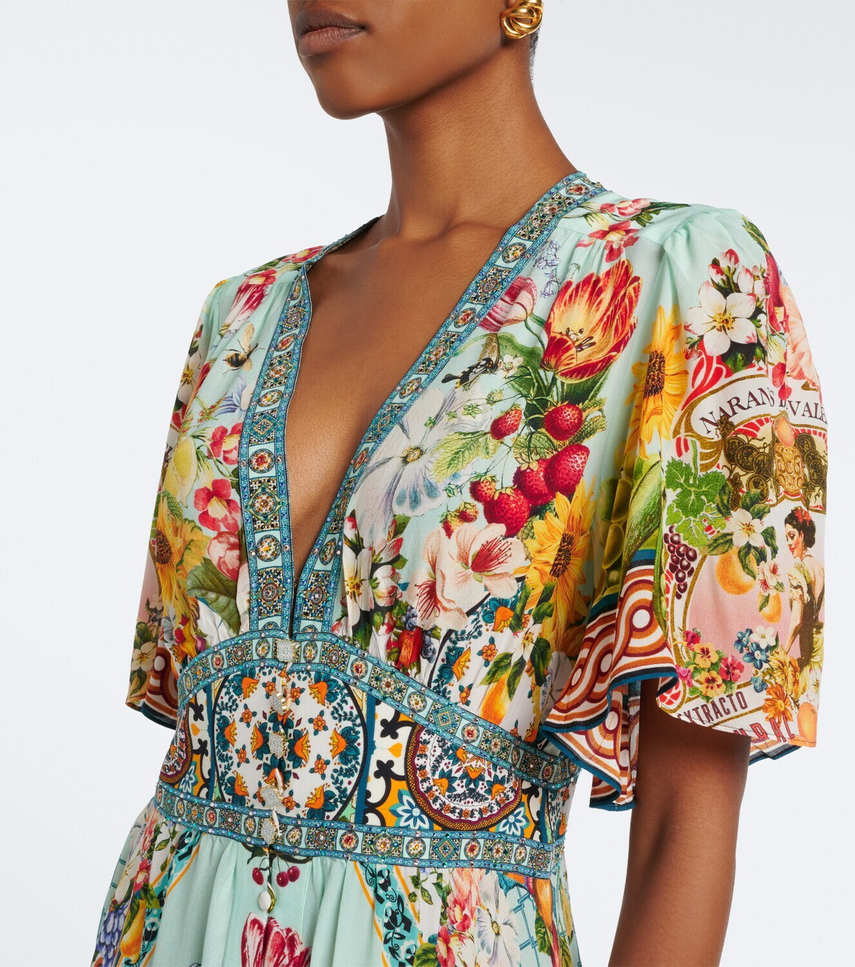 Camilla Embellished floral silk maxi dress