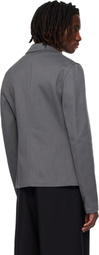 Rier Gray Notched Lapel Denim Blazer