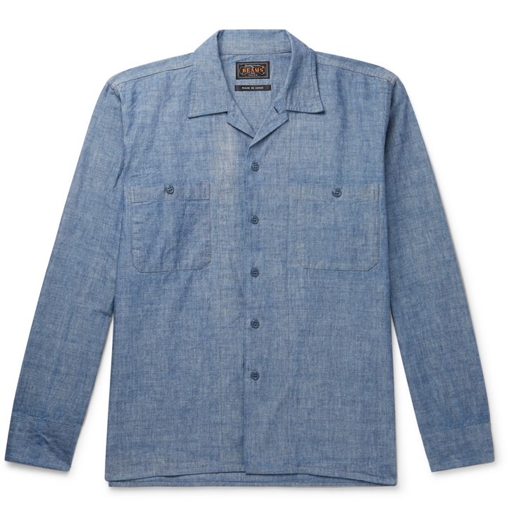 Photo: Beams Plus - Camp-Collar Cotton-Chambray Shirt - Blue