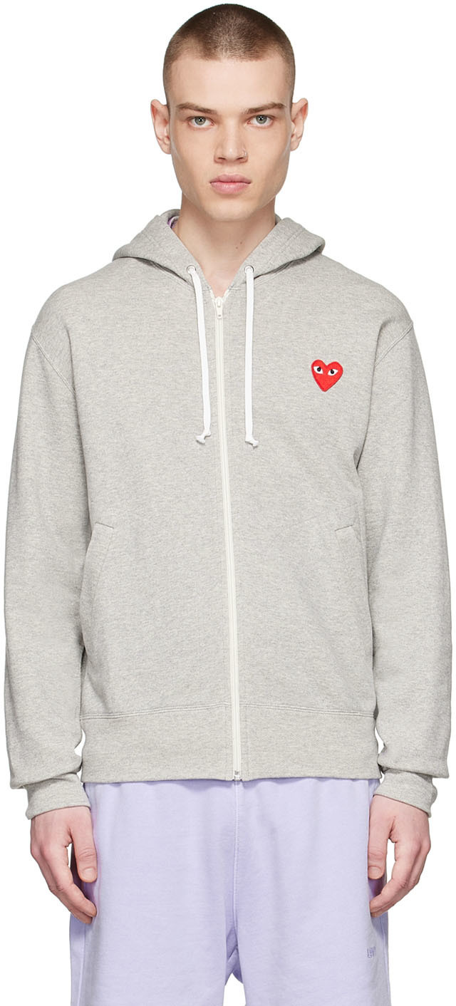 Comme des Garçons Play Grey Cotton Hoodie