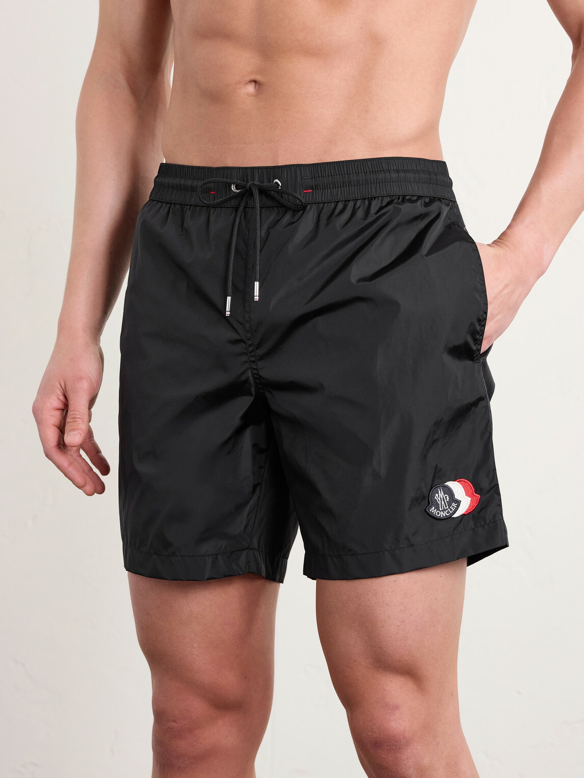 Moncler - Slim-Fit Mid-Length Logo-Appliquéd Swim Shorts - Black