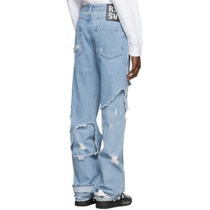 Raf Simons Blue Destroyed Relaxed-Fit Jeans Raf Simons