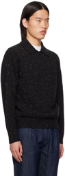 Drake's Black Integral Collar Sweater