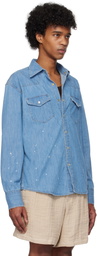 Tonywack Blue Hand-Painted Western Denim Shirt