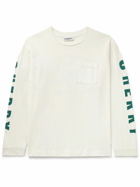 CHERRY LA - Garment-Dyed Stone-Washed Logo-Print Cotton-Jersey T-Shirt - Neutrals